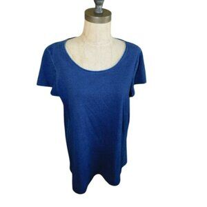 J. Jill Size M Medium Scoop Neck Indigo Knit Cap Sleeve Top Pure Jill